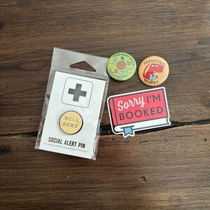 Book-Themed Pin and Sticker Set
